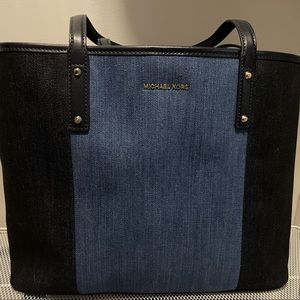 Authentic Michael kohls signature denim handbag tote, NWT